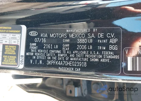 2017 Kia Forte Lx from USA, damaged, VIN 3KPFK4A70HE023918